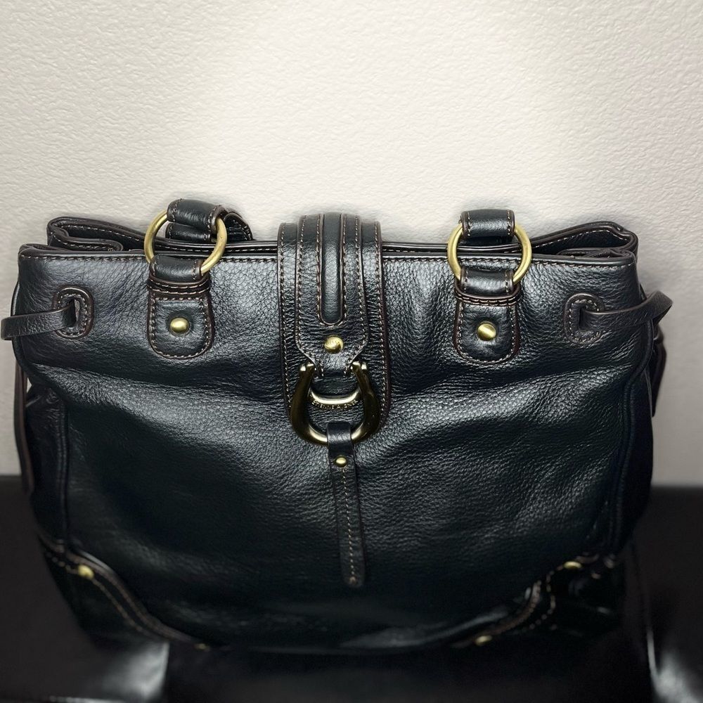 Etienne Aigner Vintage Shoulder Bag Handbag Black Leather Purse Gold Buckle​​​ - Picture 4 of 12